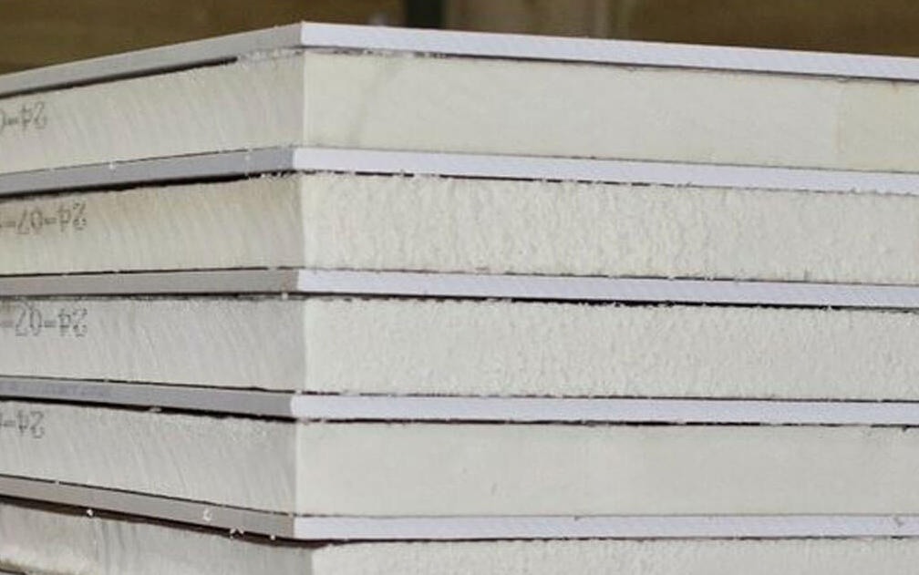 Stacked plasterboard sheets