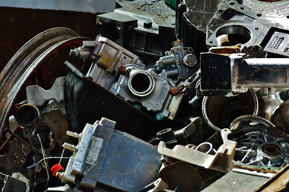 Pile of different types of scrap metal