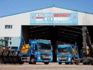 ISM trucks in front of waste transfer station