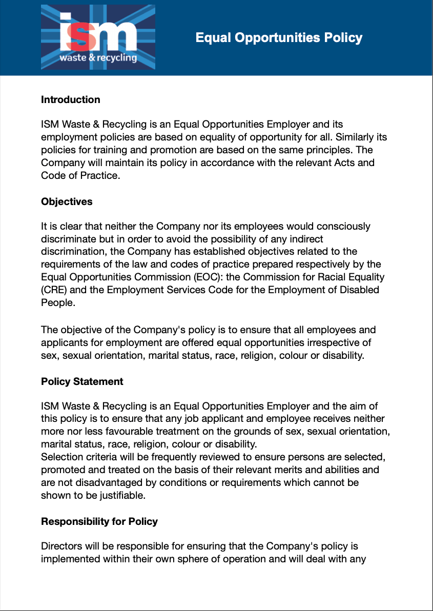 Equal Opportunities Policy Preview