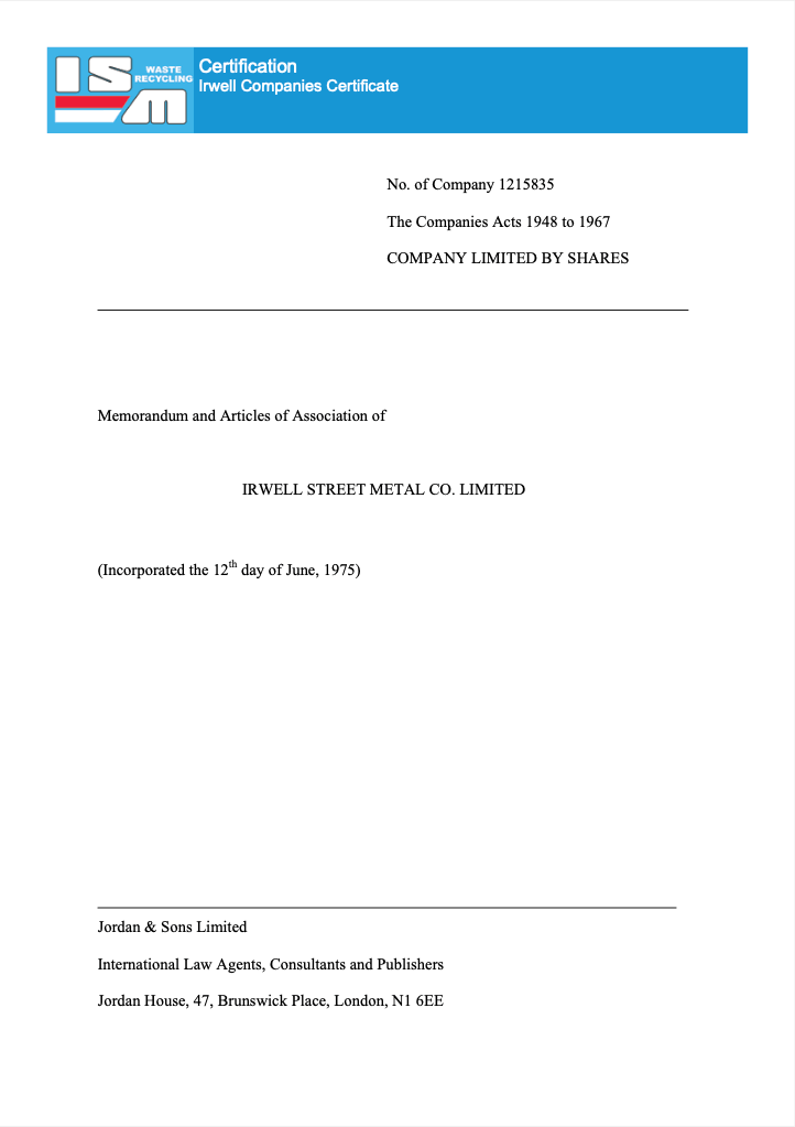 Company Certificate Preview