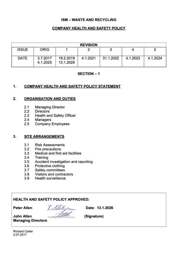 Health and Safety Policy Preview