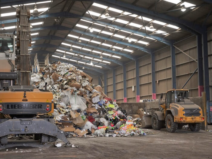 Waste pile in ISM material recycling facility