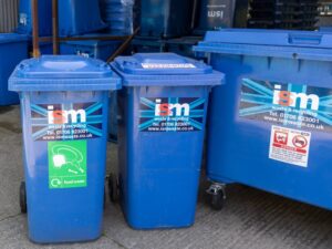 range of ism blue wheelie bins